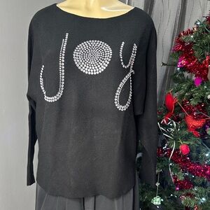 Vida Milano Vintage Women's 25 % Wool Black Embellished Sweater Sz L